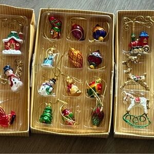 VintagelIVING QUARTER  Style Miniature Christmas Ornaments Set of 3 Boxes